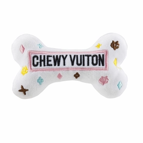 White Chewy Vuiton Bone Dog Toy