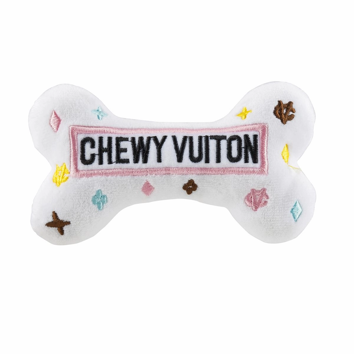 White Chewy Vuiton Bone Dog Toy