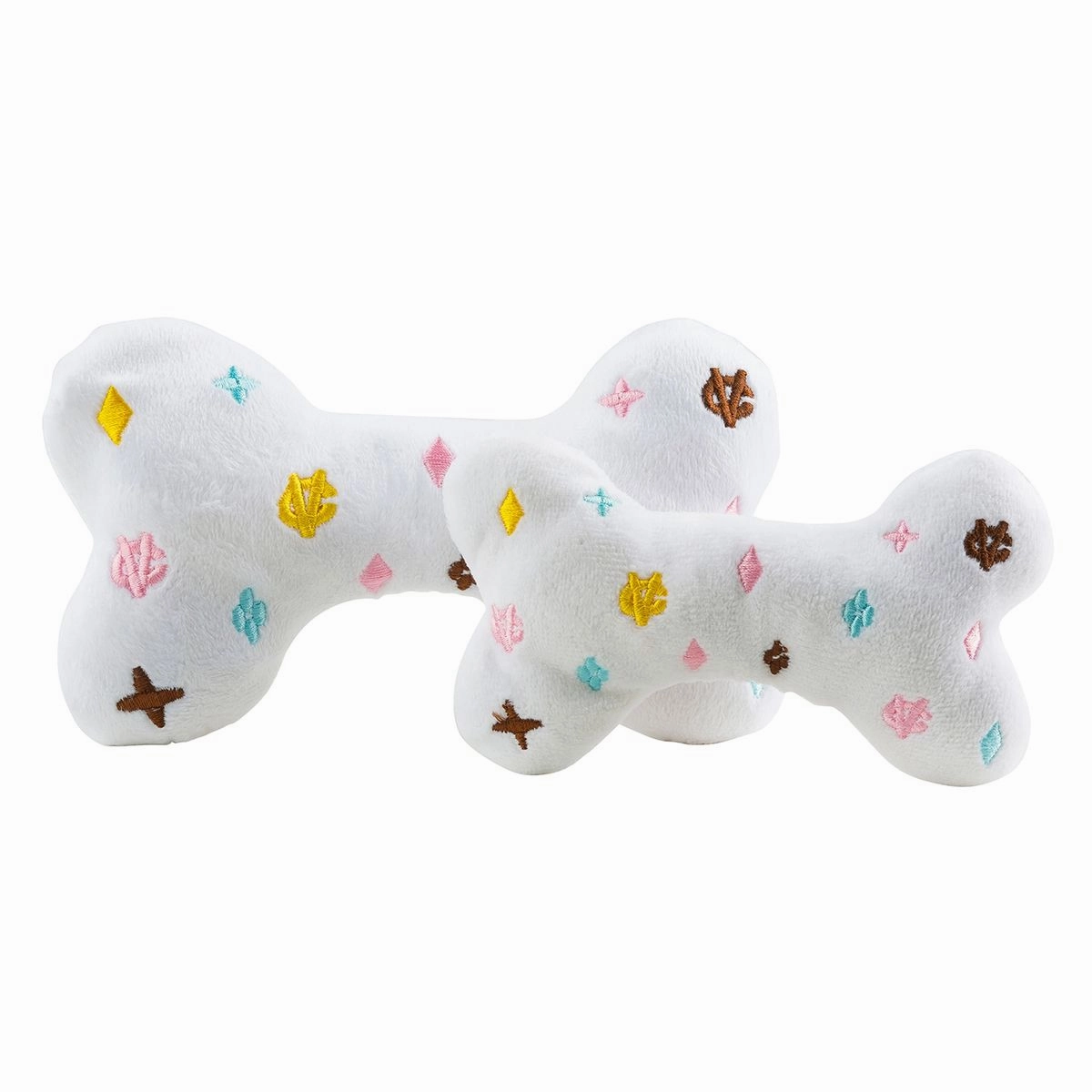 White Chewy Vuiton Bone Dog Toy