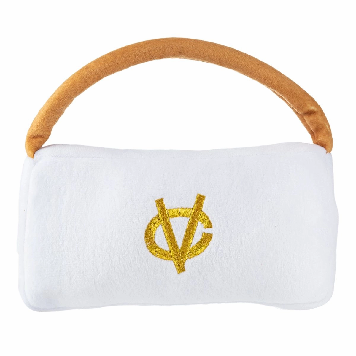 White Chewy Vuiton Handbag Dog Toy