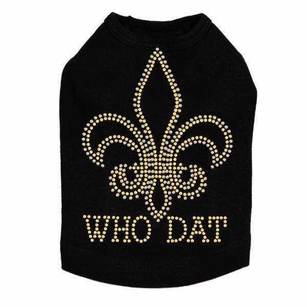 Who Dat Rhinestone Dog Tank