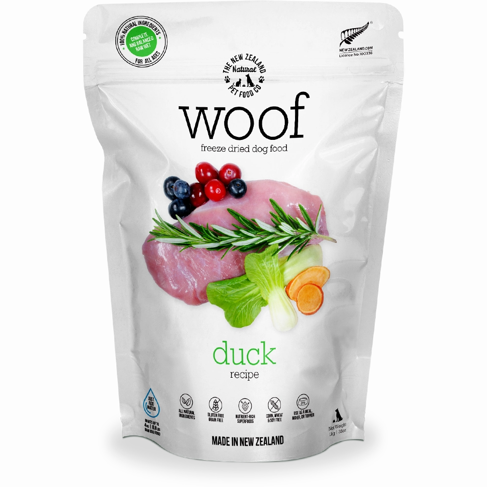 Woof Freeze Dried Raw Duck Dog Food 1kg