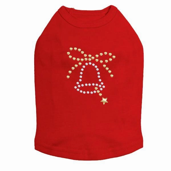 Xmas Bell Rhinestone Dog Tank