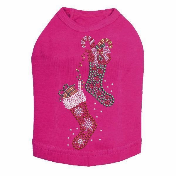 Xmas Stocking Rhinestone Dog Tank