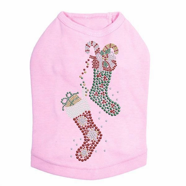 Xmas Stocking Rhinestone Dog Tank