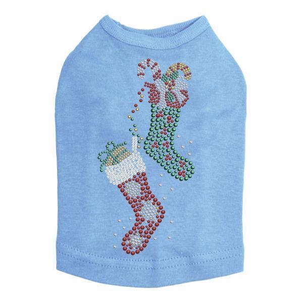 Xmas Stocking Rhinestone Dog Tank