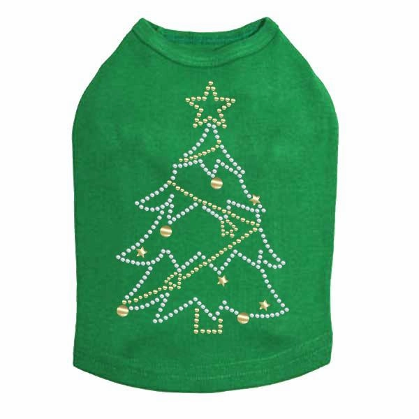 Xmas Tree Rhinestone Dog Tank