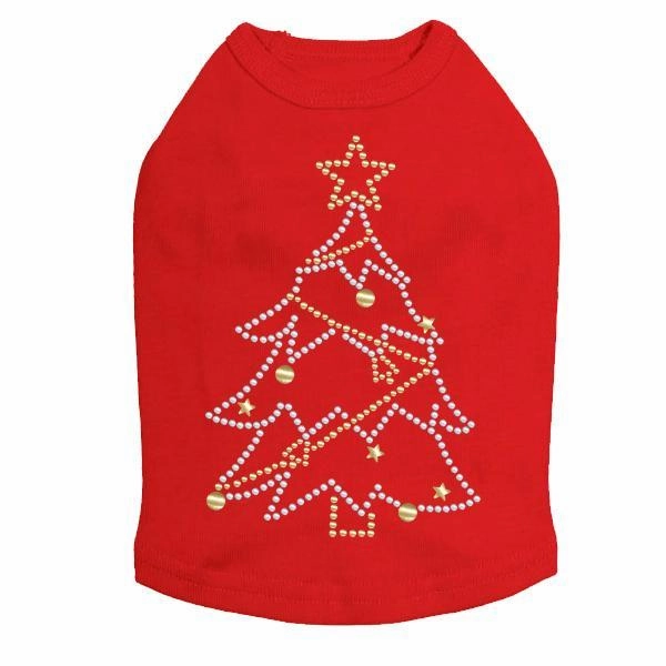 Xmas Tree Rhinestone Dog Tank