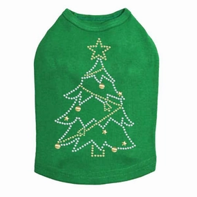 Xmas Tree Rhinestone Dog Tank