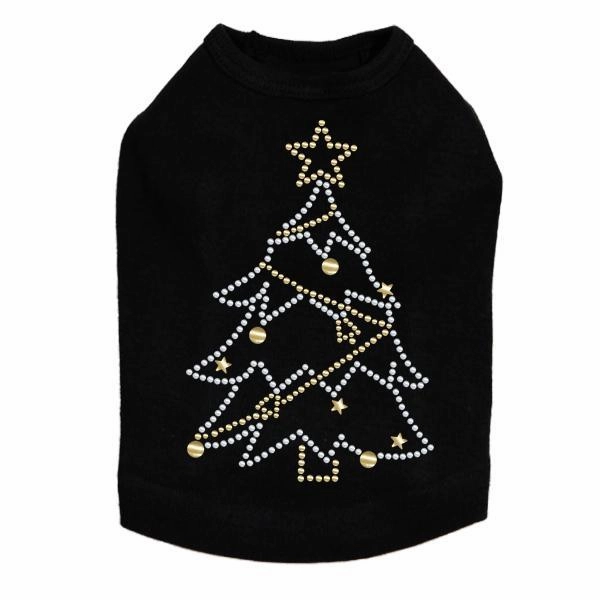 Xmas Tree Rhinestone Dog Tank