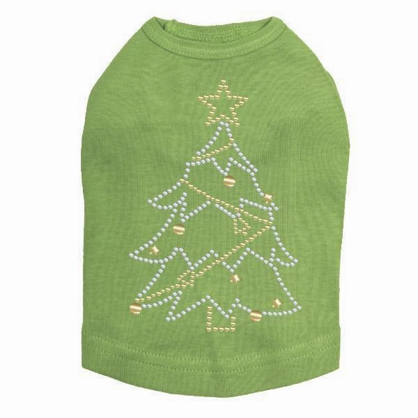 Xmas Tree Rhinestone Dog Tank