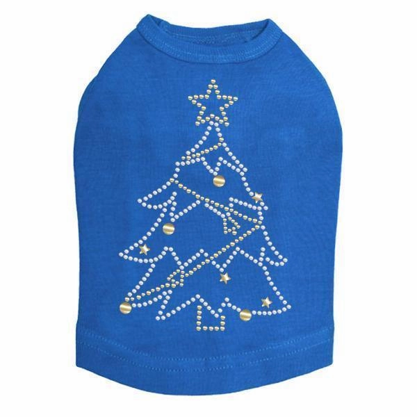 Xmas Tree Rhinestone Dog Tank