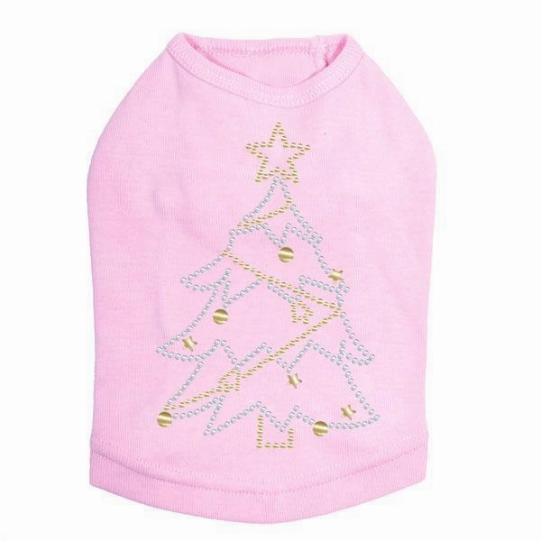 Xmas Tree Rhinestone Dog Tank