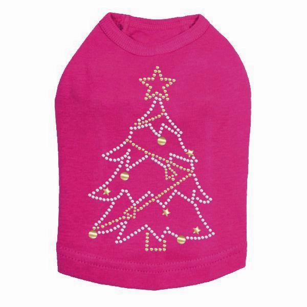 Xmas Tree Rhinestone Dog Tank