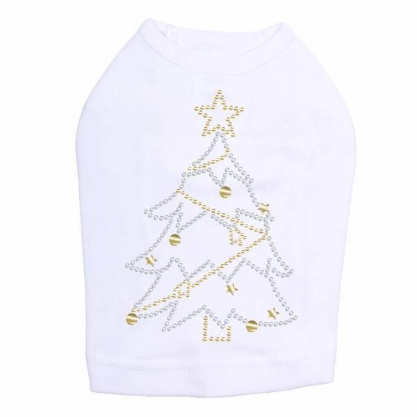 Xmas Tree Rhinestone Dog Tank
