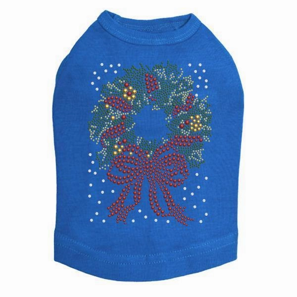 Xmas Wreath Rhinestone Dog Tank