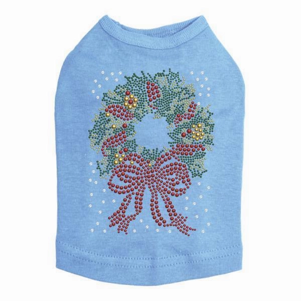 Xmas Wreath Rhinestone Dog Tank
