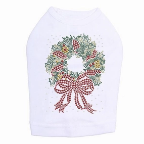 Xmas Wreath Rhinestone Dog Tank