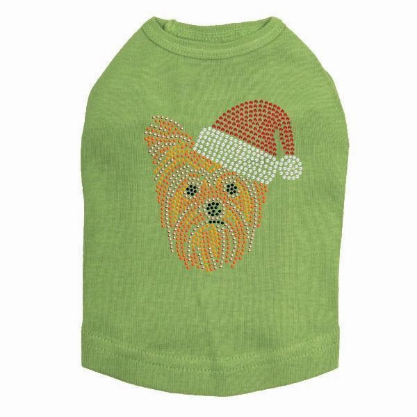 Yorkie Santa Rhinestone Dog Tank