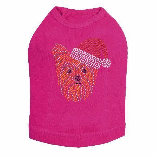Yorkie Santa Rhinestone Dog Tank