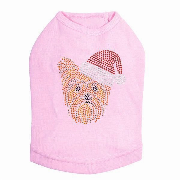 Yorkie Santa Rhinestone Dog Tank
